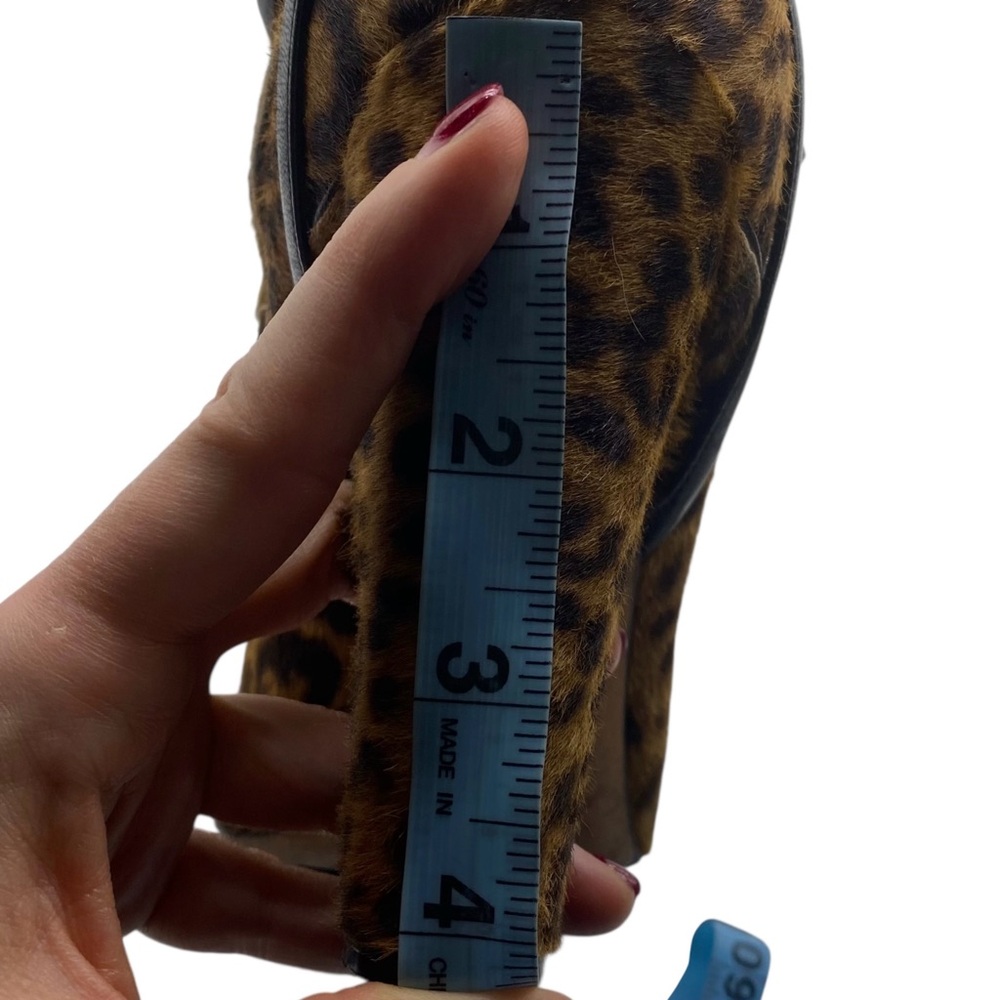 Sergio Rossi Womens Shoes Leopard Heeled Boots Sz 11 Leather Calf Hair Italy - Picture 9 of 12